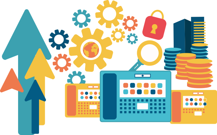 collection of icons showing the iPECS cloud phone system